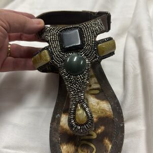 Sam Edelman Jeweled and Silver Beaded Thong Sandals Size 7